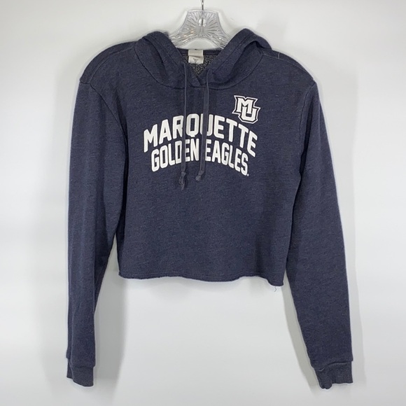 Marquette Golden Eagles Gray Cropped Hooded Sweatshirt Size Small - Picture 1 of 6